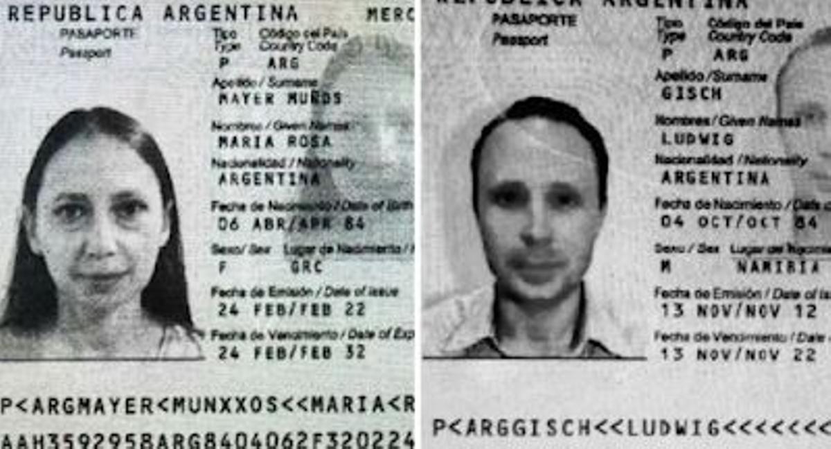 Documentos argentinos de identidad falsos de Ludwig Gisch y Maria Rosa Mayer Muños.