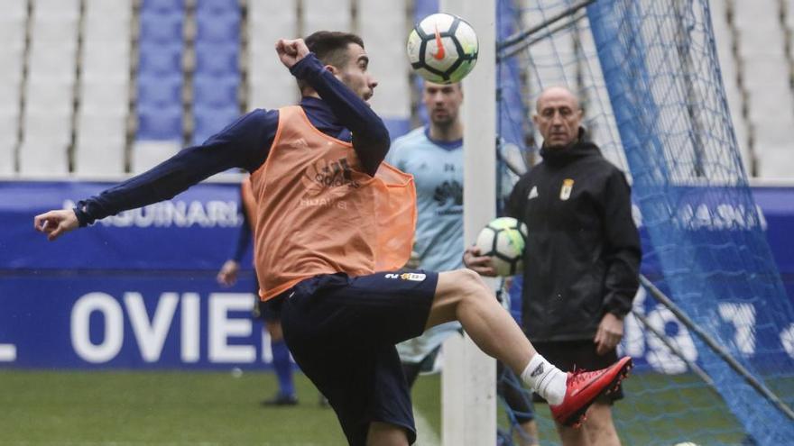 Diegui Johannesson durante el entrenamiento de hoy en El Tartiere