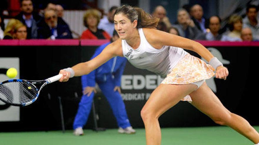 Garbiñe Muguruza en la Copa Federación.