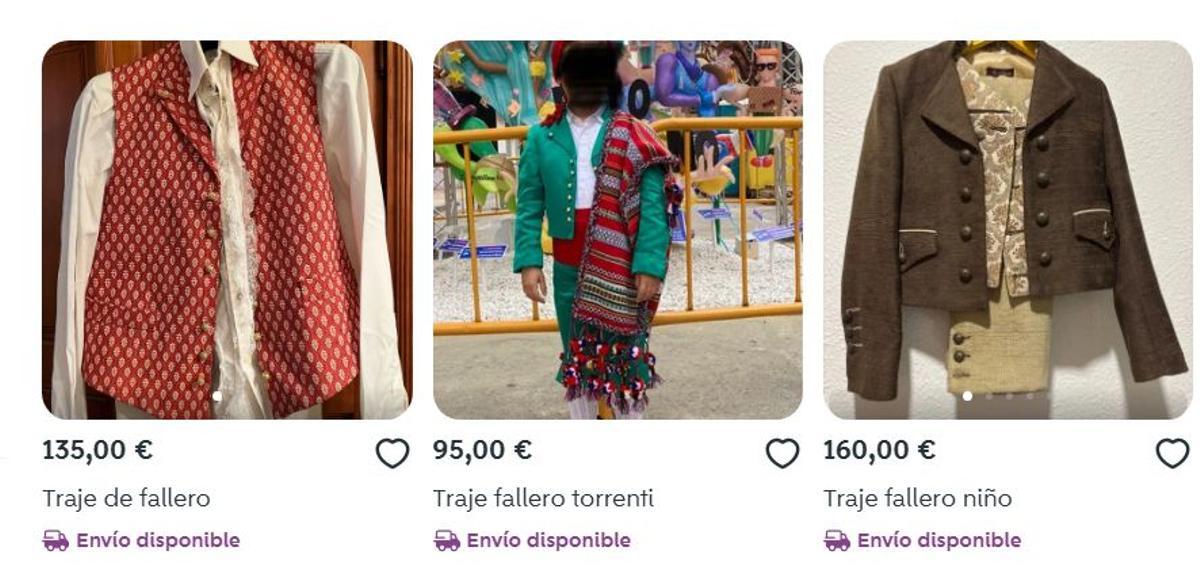 Varios trajes de fallero de segunda mano en Wallapop.
