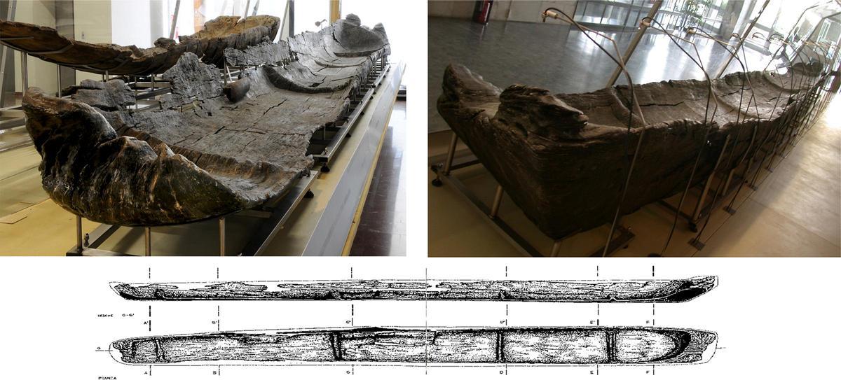 Dos de las canoas neolíticas analizadas en este estudio, ahora expuestas en el Museo de las civilizaciones de Roma.