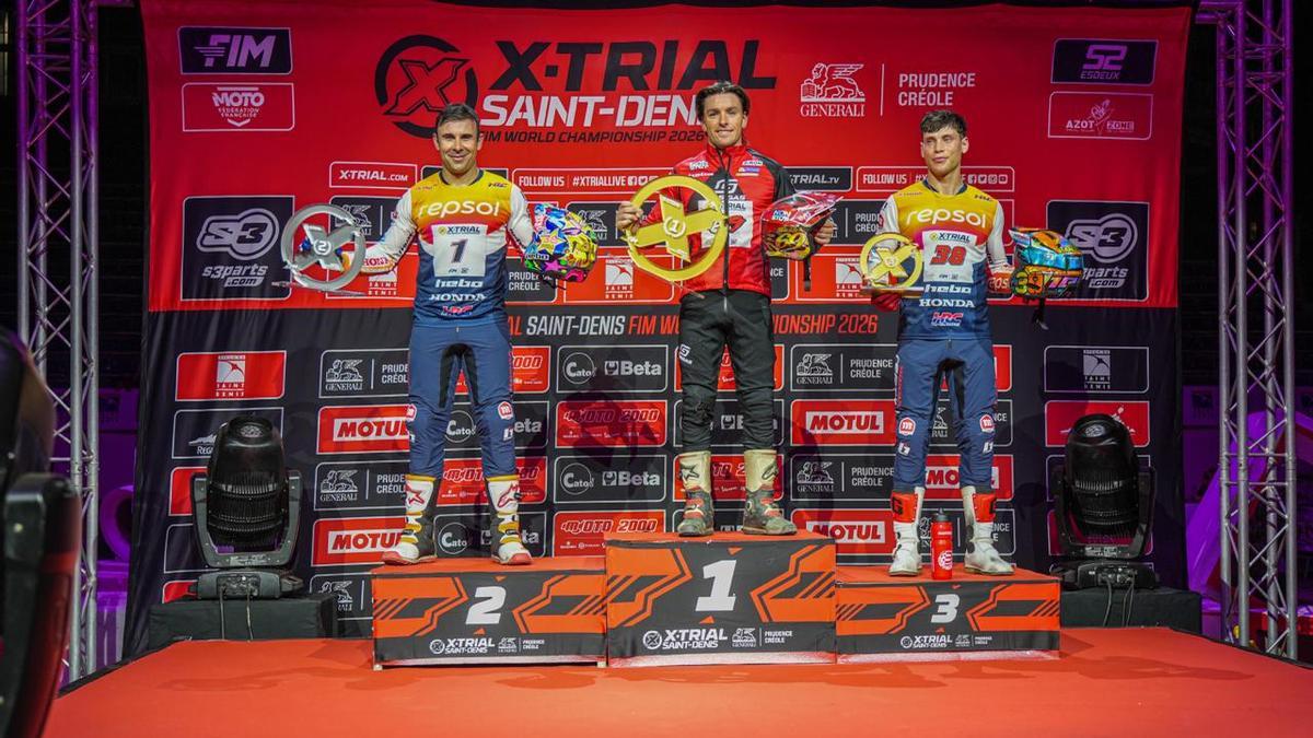 Podi de la tercera prova del Mundial d'X-Trial disputada a l'illa francesa de la Reunió