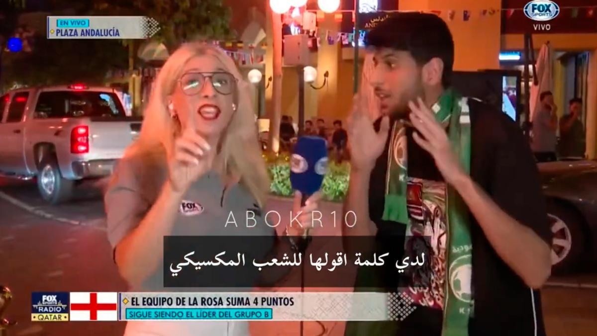 ¡La periodista no da crédito! El mensaje de este aficionado de Arabia Saudí a México para que gane a Argentina