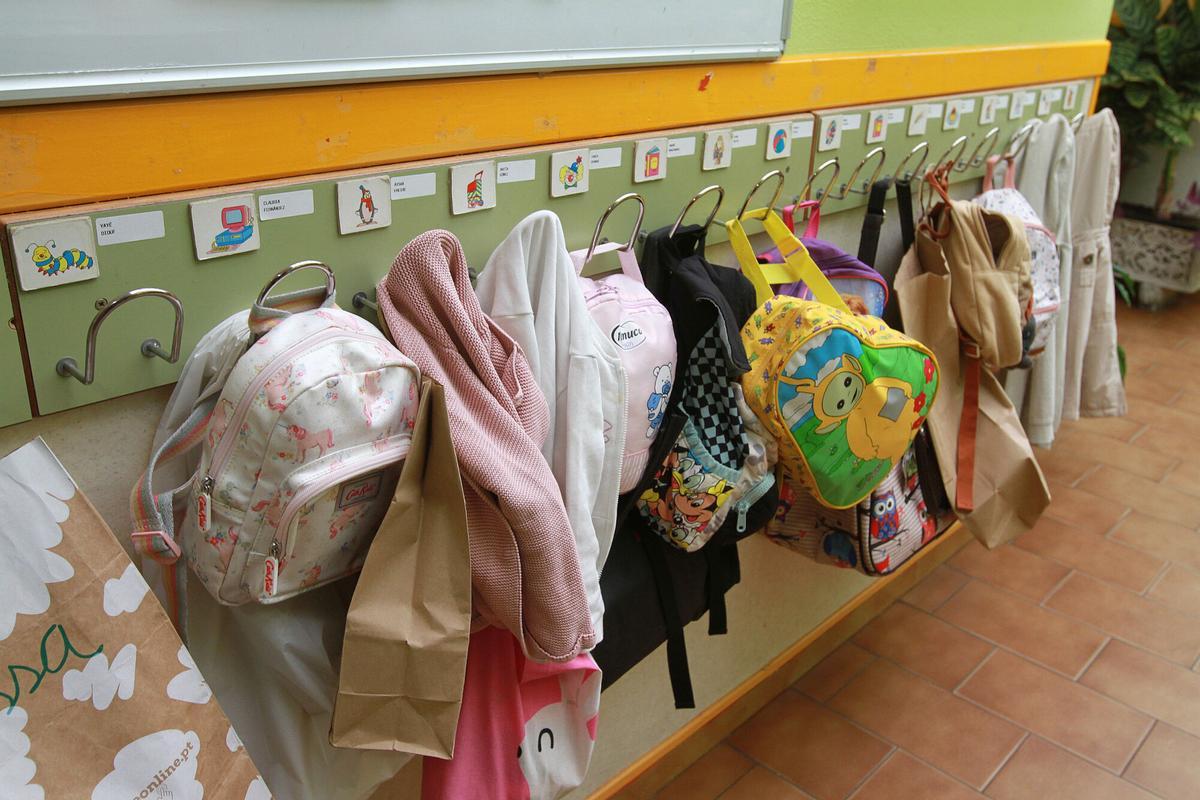 Mochilas en una guardería, en imagen de archivo.
