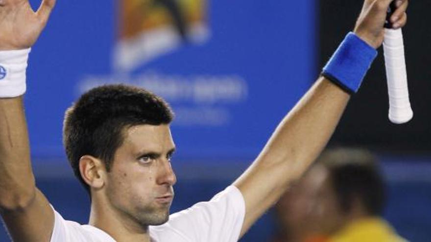 Djokovic celebra su triunfo ante Ferrer.