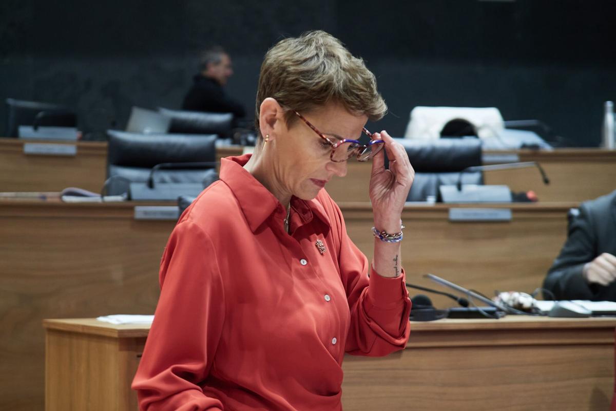 La presidenta del Gobierno de Navarra, María Chivite, en el Debate sobre el Estado de la Comunidad.