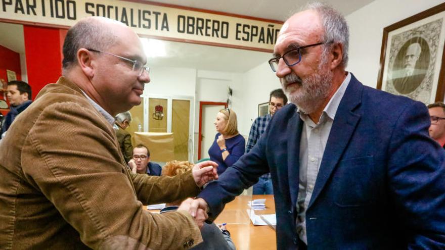 Andreu Verdú y Joan Lloret en las primarias de noviembre del PSOE.