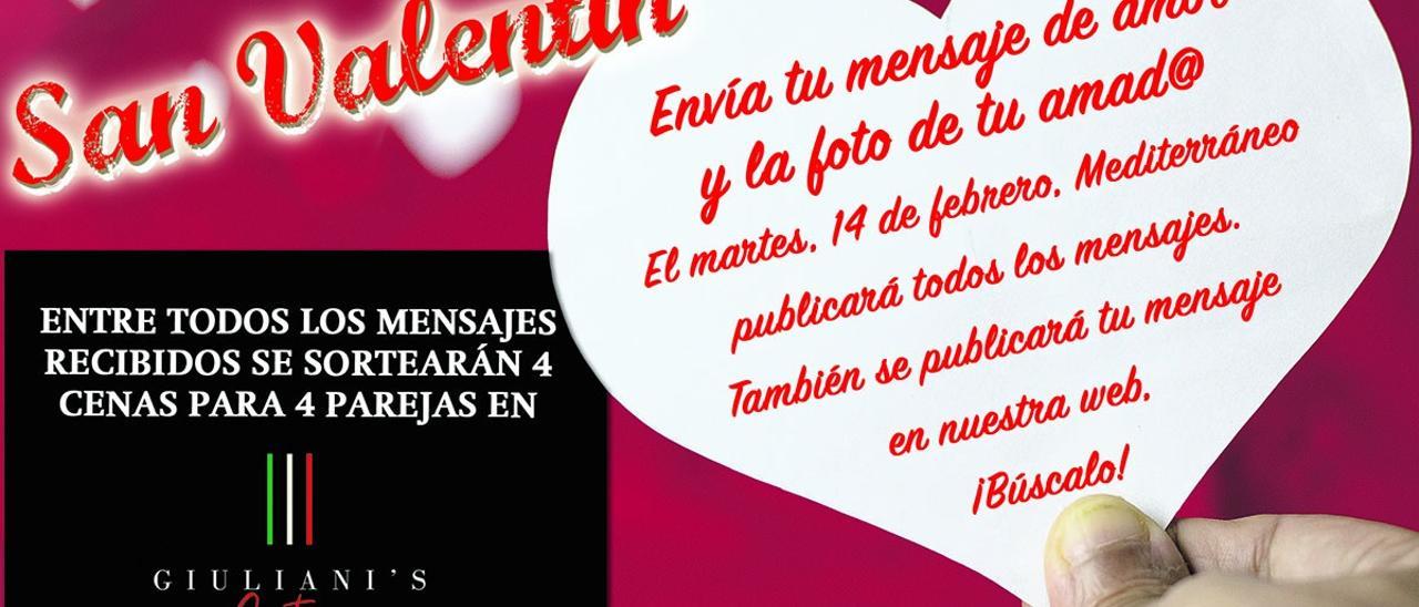 San Valentín: Envía tu mensaje de amor a Mediterráneo y gana una cena gratis - El Periódico Mediterráneo San Valentín: Envía tu mensaje de amor a Mediterráneo y gana una cena gratis - El Periódico Mediterráneo