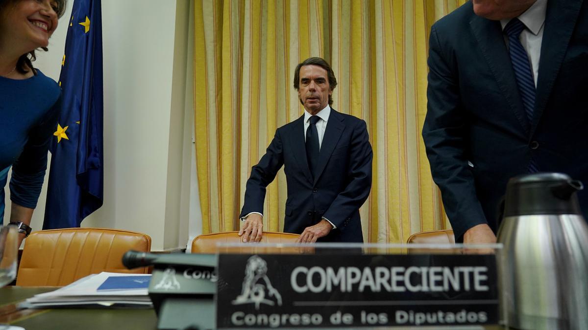 José María Aznar, durante su comparecencia en la comisión de investigación sobre la 'caja b' del PP