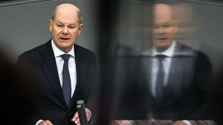 El canciller alemán y candidado del SPD, Olaf Scholz, durante una intervención en el Bundestag.