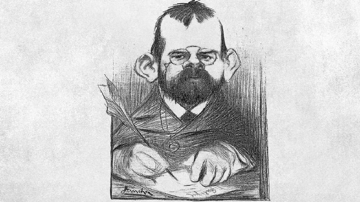 Caricatura de Clarín realizada por Francisco Sancha en 1899