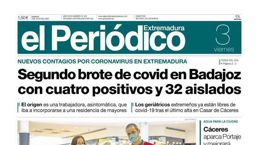 Esta es la portada de EL PERIÓDICO EXTREMADURA correspondiente al día 03 de julio del 2020