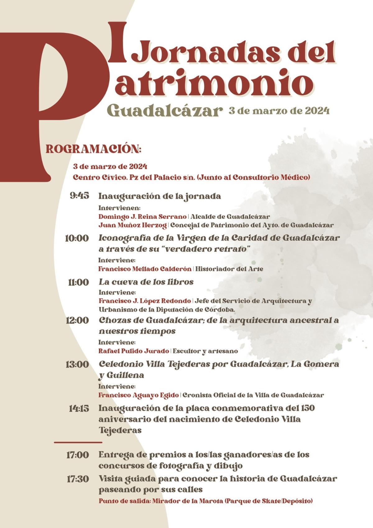 Programa de las jornadas del patrimonio de Guadalcázar.