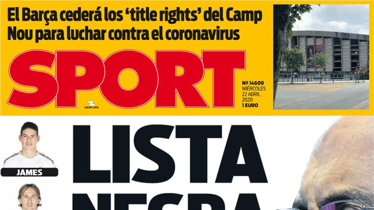 La portada de SPORT del 22 de abril