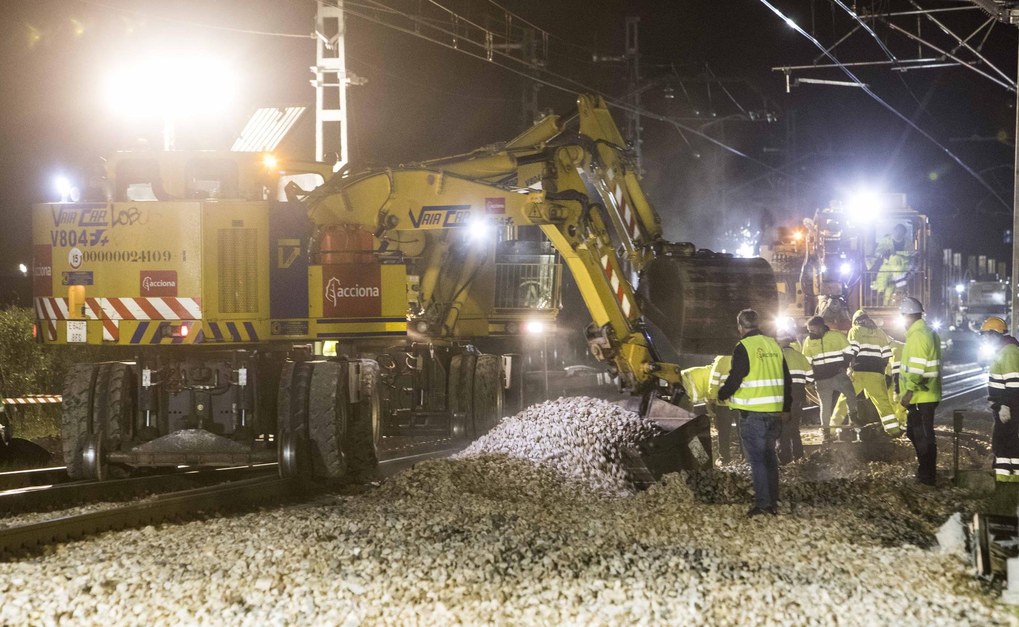 Las obras del tercer hilo en el corredor mediterráneo avanzan en la estación de Massalfassar