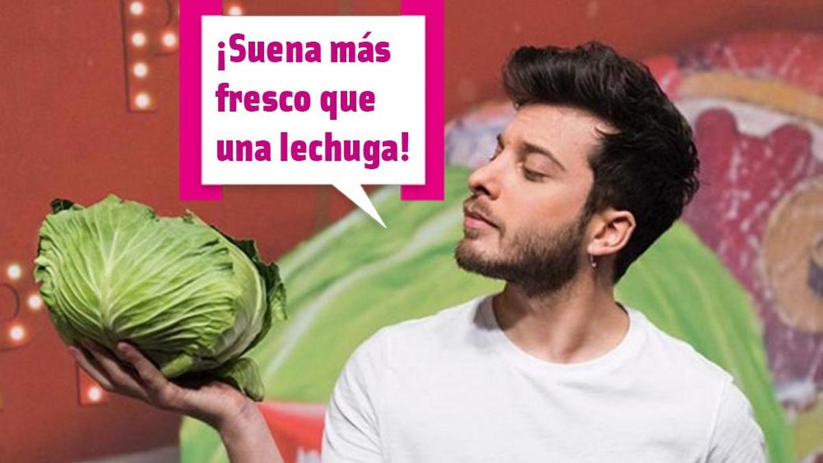 Blas Cantó con una lechuga