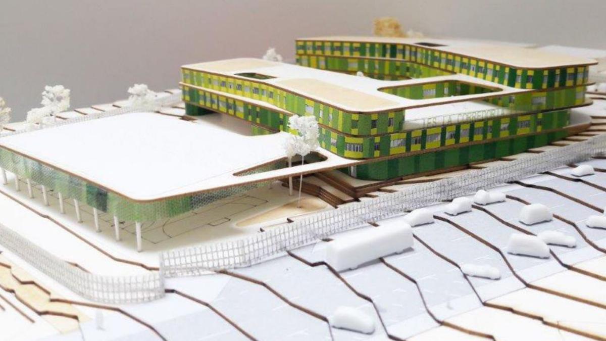 La maqueta del futuro IES de La Corredoria.