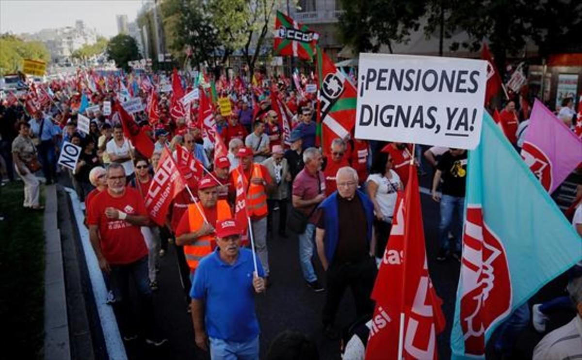 Manifestación por las pensiones, el día 9, en Madrid.