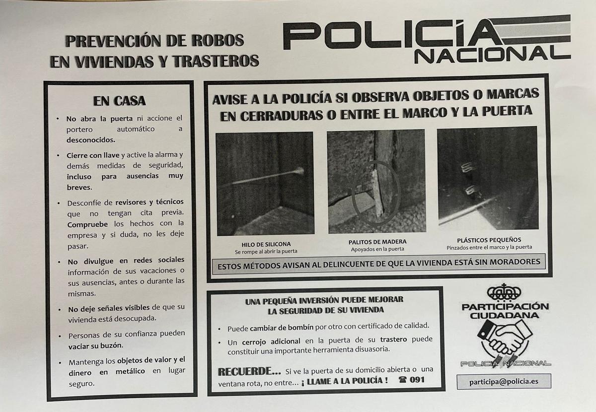 Imagen del folleto que reparte la Policía por varios barrios de Madrid de cara a la Semana Santa.