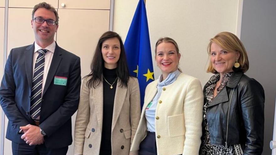 Toni Costa, Mariya Gabriel, Marga Prohens y Rosa Estaràs, ayer.