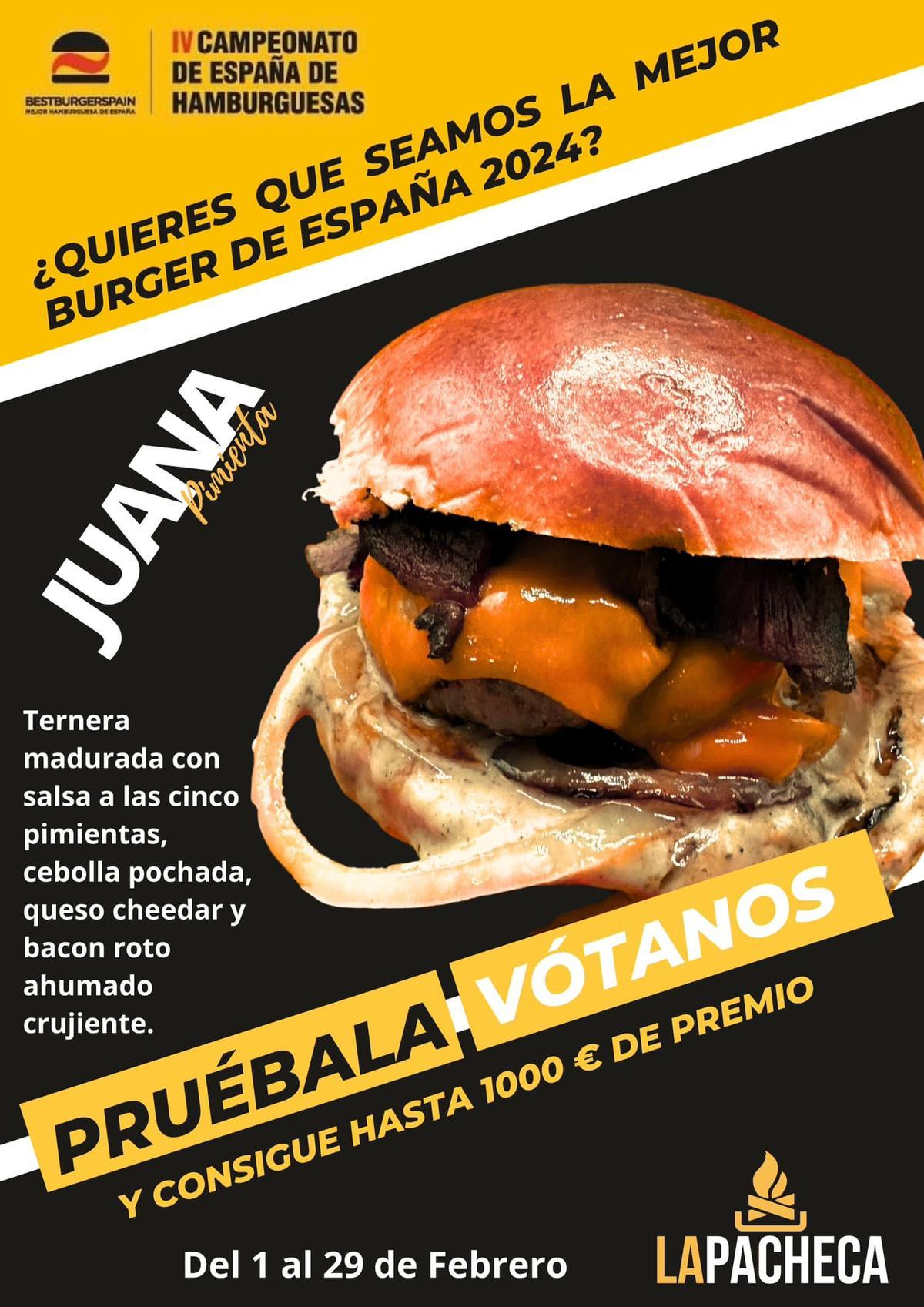 Ingredientes de la hamburguesa Juana Pimienta.