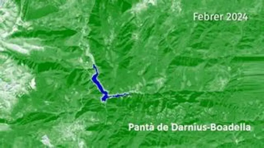 Les reserves al pantà de Darnius-Boadella es troben a l'11%: les conseqüències, a vista de satèl·lit