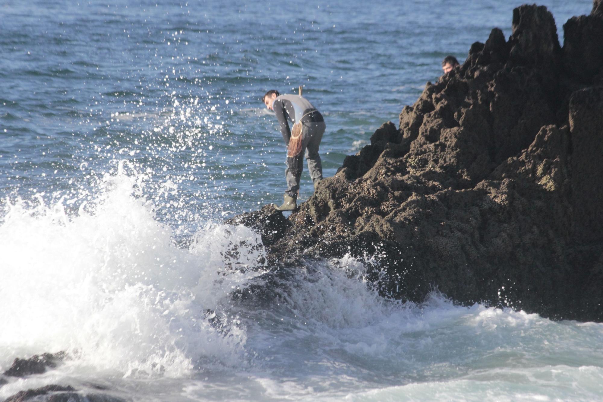 Percebeiros de Cangas vuelven al "manicomio" de la Costa da Vela