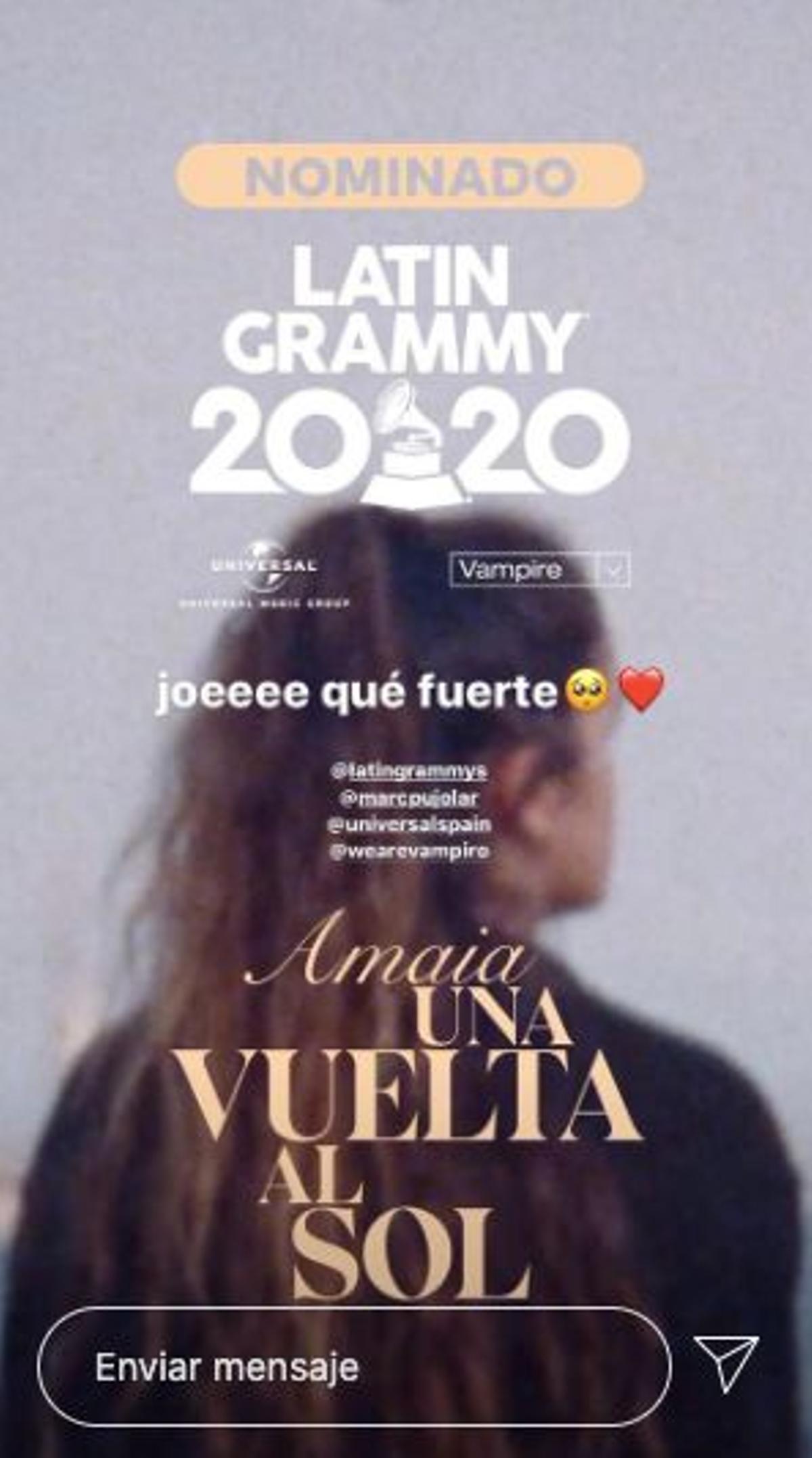 Amaia nominada al Grammy Latino