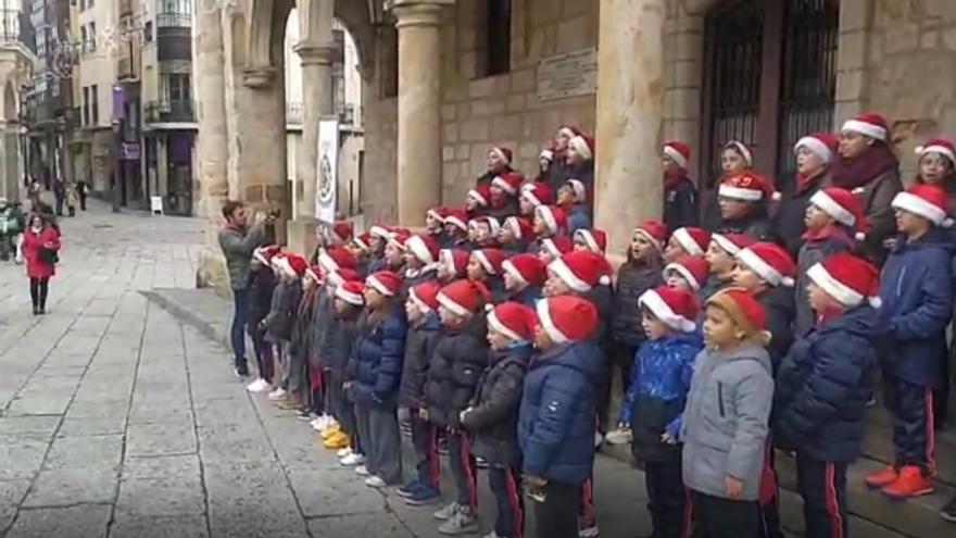 La Plaza Mayor de Zamora se llena de espíritu navideño con los alumnos de la Divina Providencia