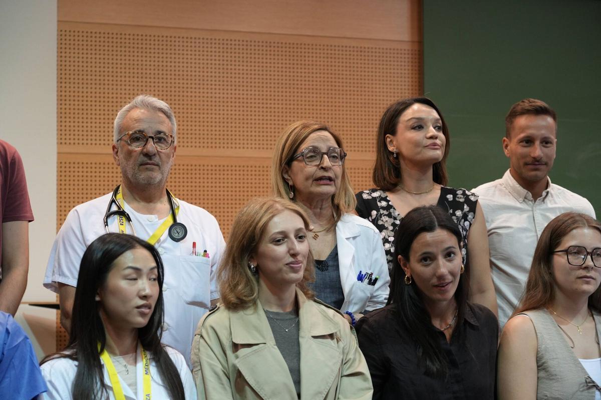 En el centro, Luis Miguel Palomar, Montse Chimeno y Gaisha Danabayeva