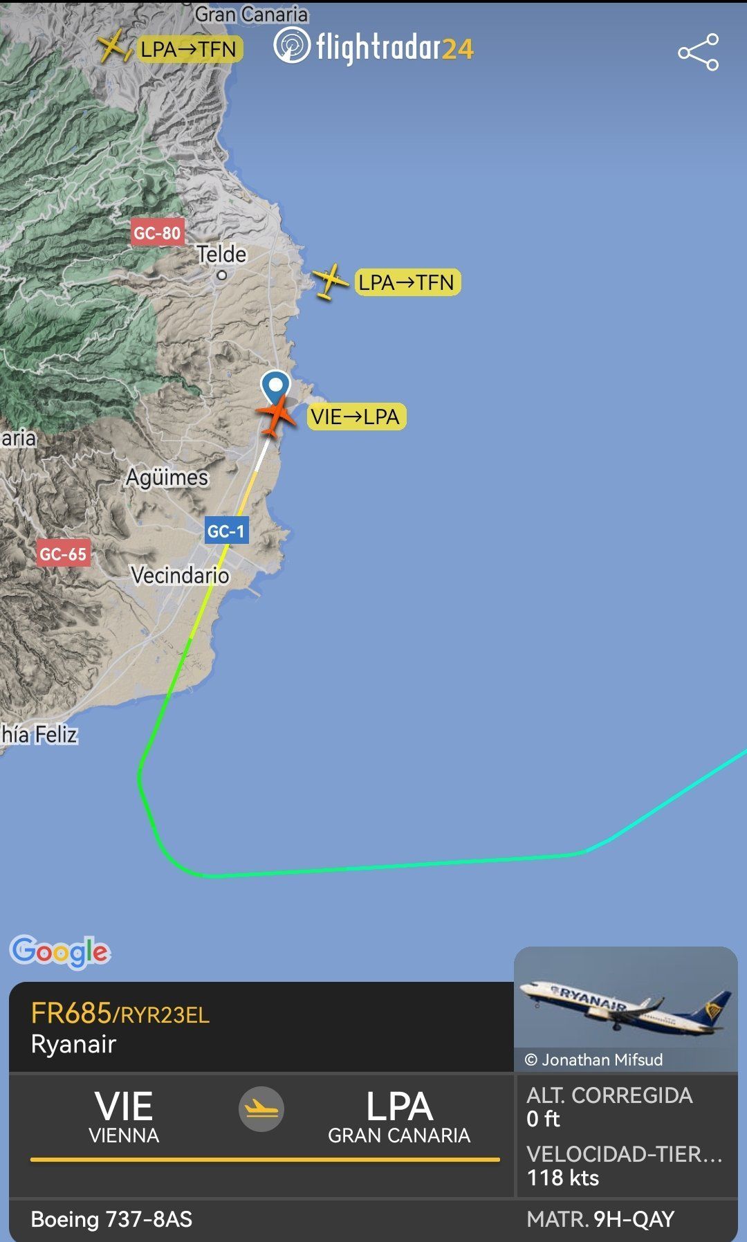 Disturbios en un avión que llegaba a Gran Canaria