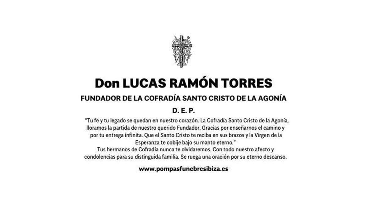 Esquela Don Lucas Ramón Torres