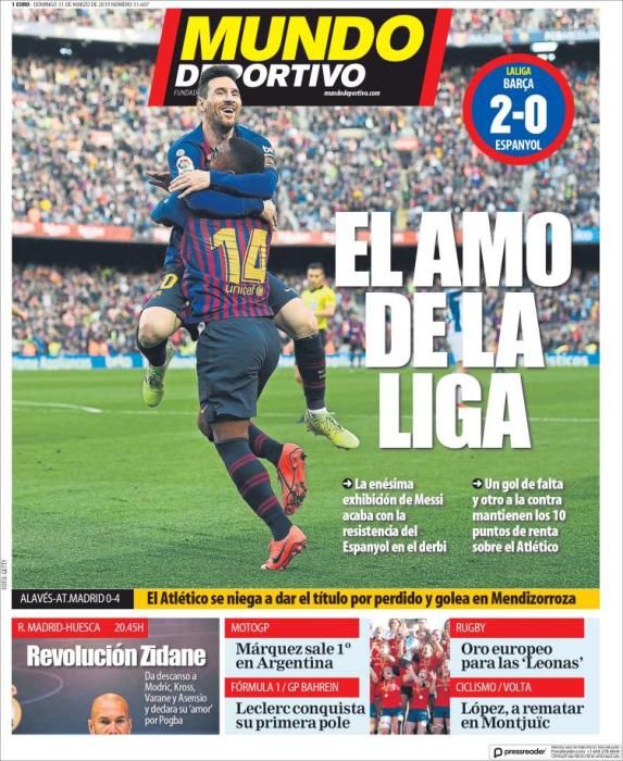 Portada MUNDO DEPORTIVO domingo 31 de marzo 2019