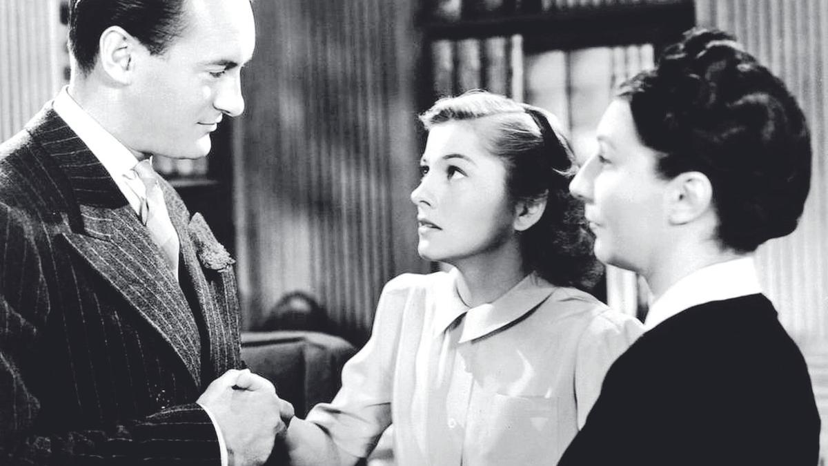 Una escena de 'Rebeca', con Joan Fontaine, Judith Anderson en el papel de ama de llaves y George Sanders.