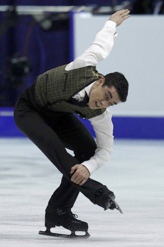 Fernandez of Spain performs during the men's free skating program at the European Figure Skating Championships in Zagreb