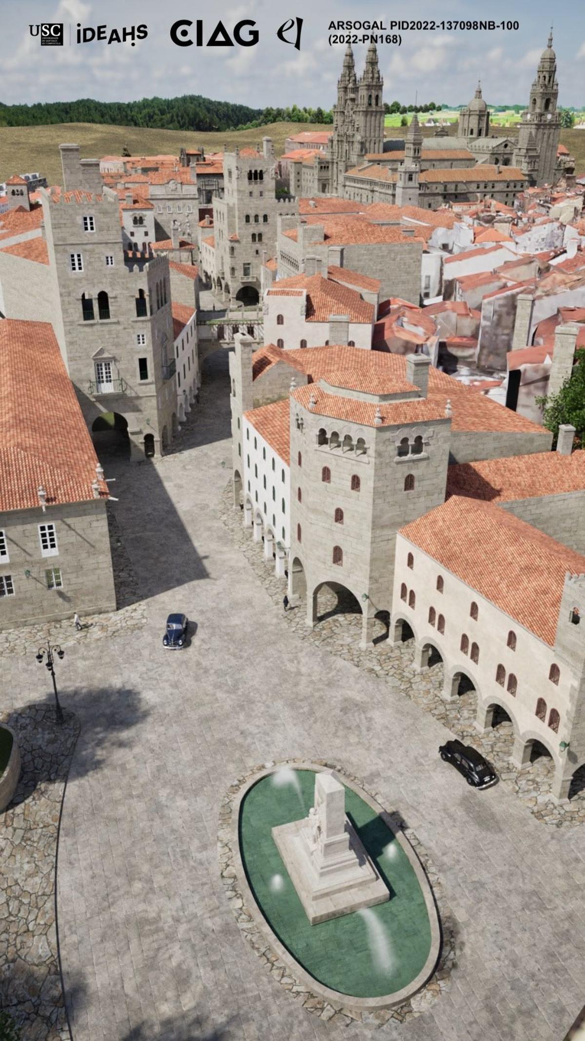 Recreación virtual de la Rúa Galicia proyectada por Antonio Palacios