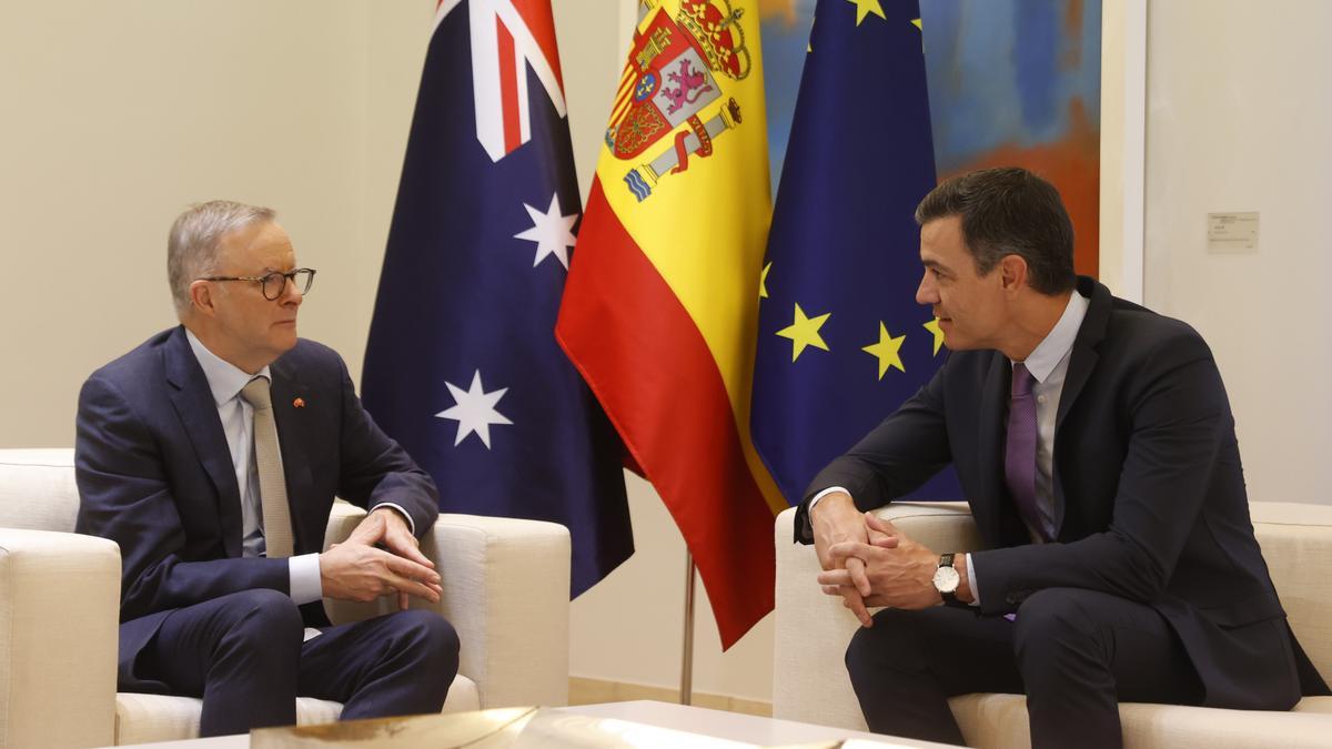 Sánchez recibe en la Moncloa al primer ministro de Australia.