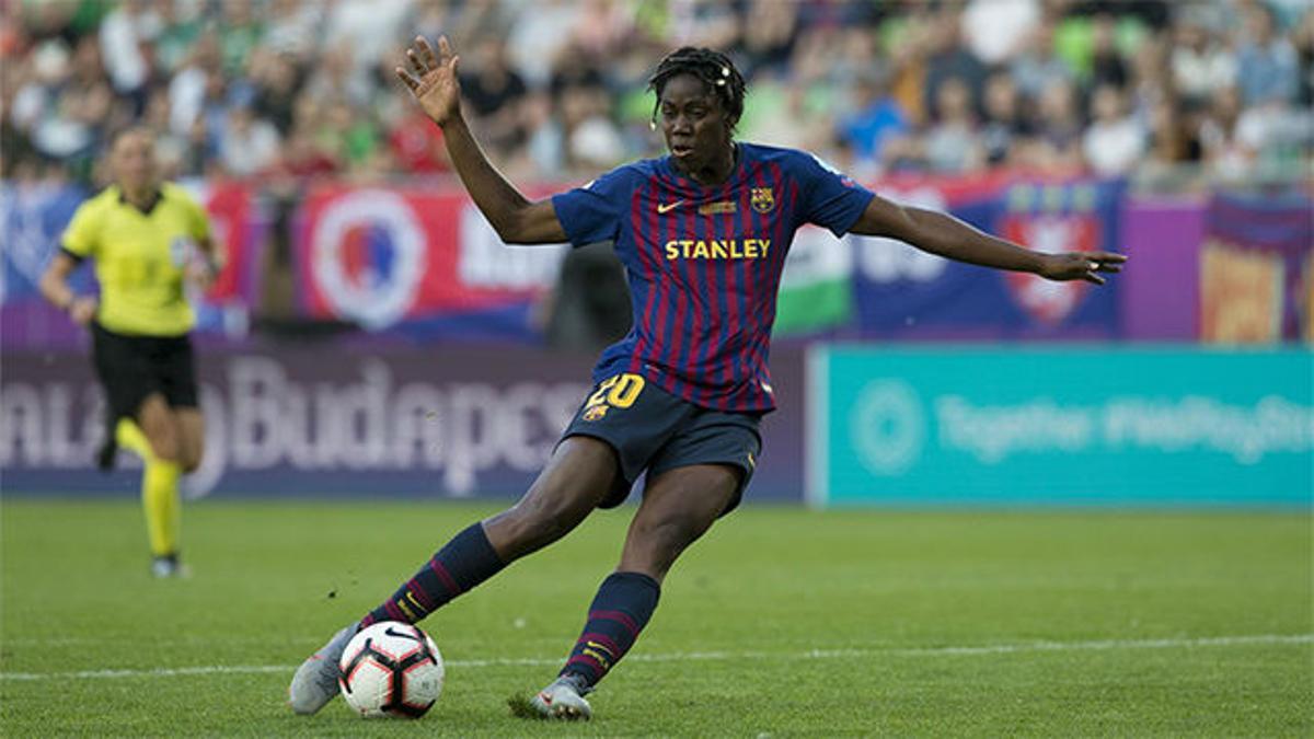 Oshoala, la primera azulgrana en marcar en una final de Champions