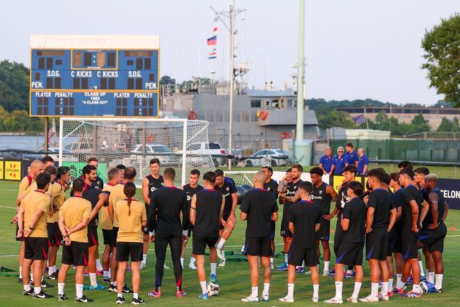 Así ha sido el entrenamiento del Barça en la Base Naval de la Marina de Annapolis para preparar el clásico