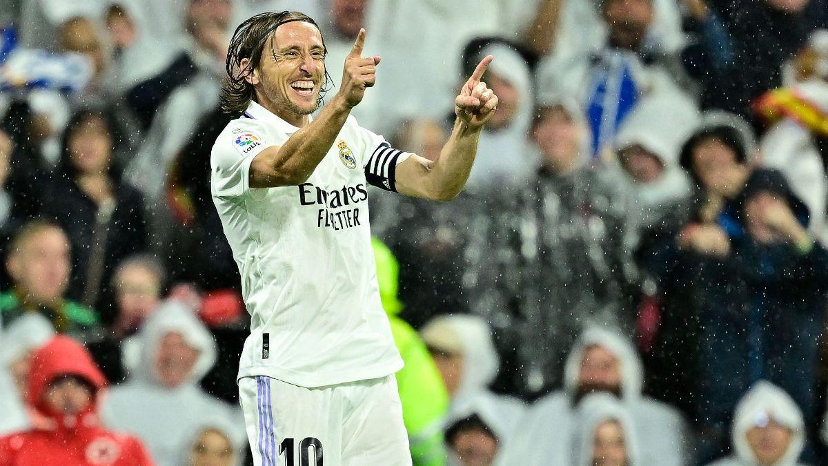 Luka Modric celebra el gol ante el Sevilla