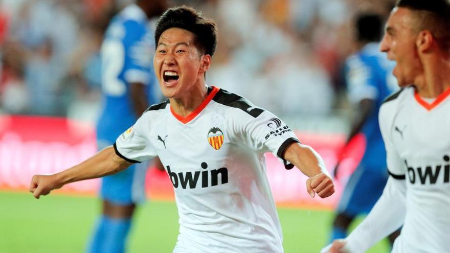 Kang In celebra su gol ante el Getafe, en la sexta jornada.