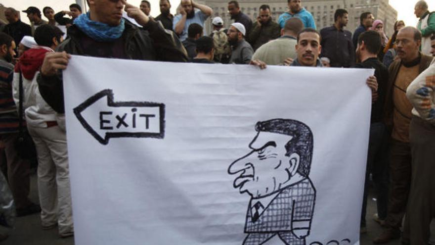 Protestas contra el gobierno de Mubarak.