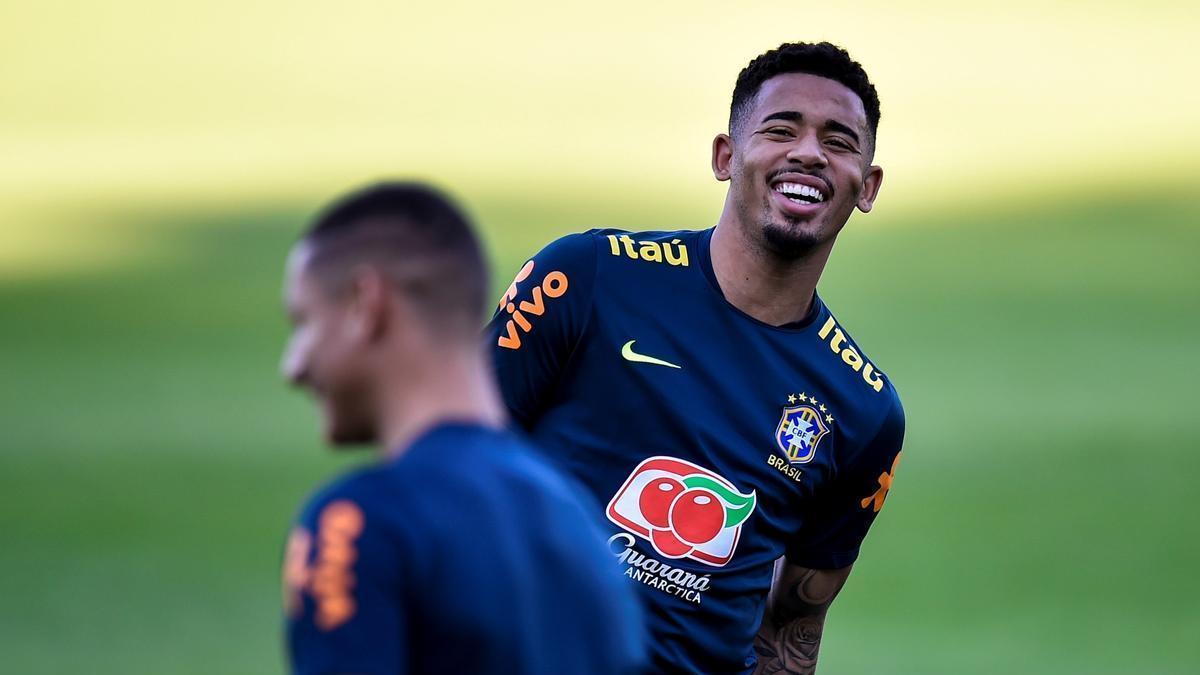 Gabriel Jesus, durante un entrenamiento con la selección brasileña.