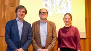 De izquierda a derecha: Jorge Flores, fundador y director de Pantallas Amigas, Jorge Mahía, director ejecutivo de B100, y Paloma Barreiro, Head of Product de B100.