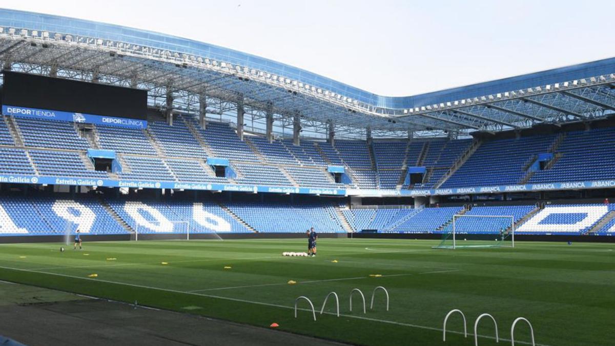 Aspecto del nuevo césped de Riazor. |  // ARCAY / ROLLER AGENCIA