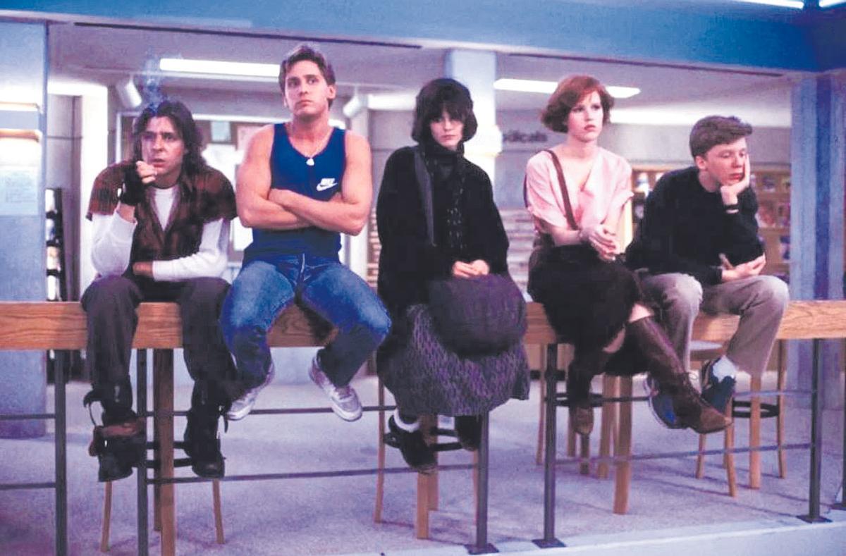 El Club de los Cinco: Judd Nelson, Emilio Estévez, Ally Sheedy, Molly Ringwald y Anthony M. Hall.