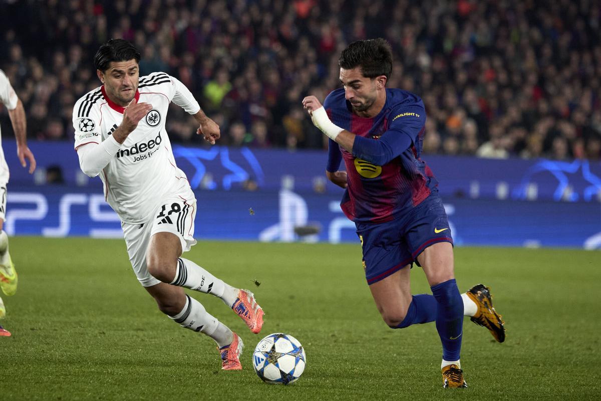 Ferran Torres, en el encuentro de Champions entre el Barça y el Eintracht