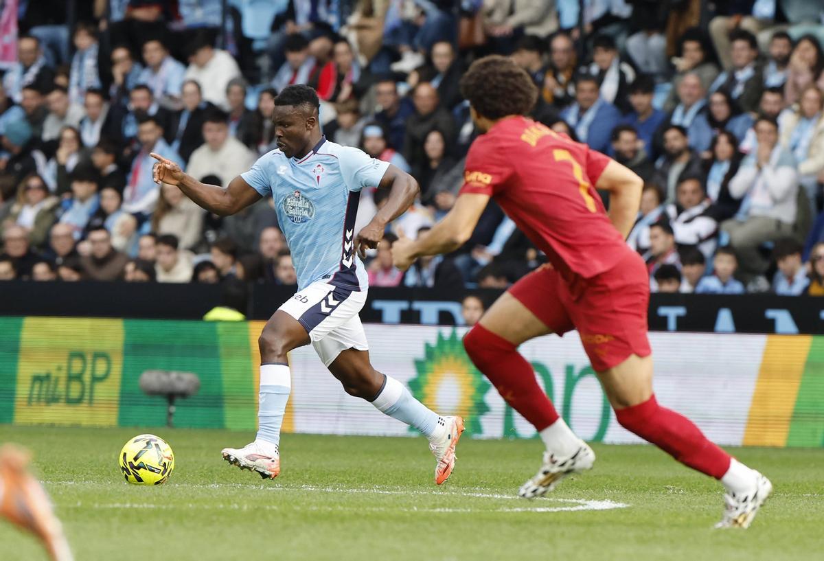 Aidoo, en su último partido como titular ante el Valencia