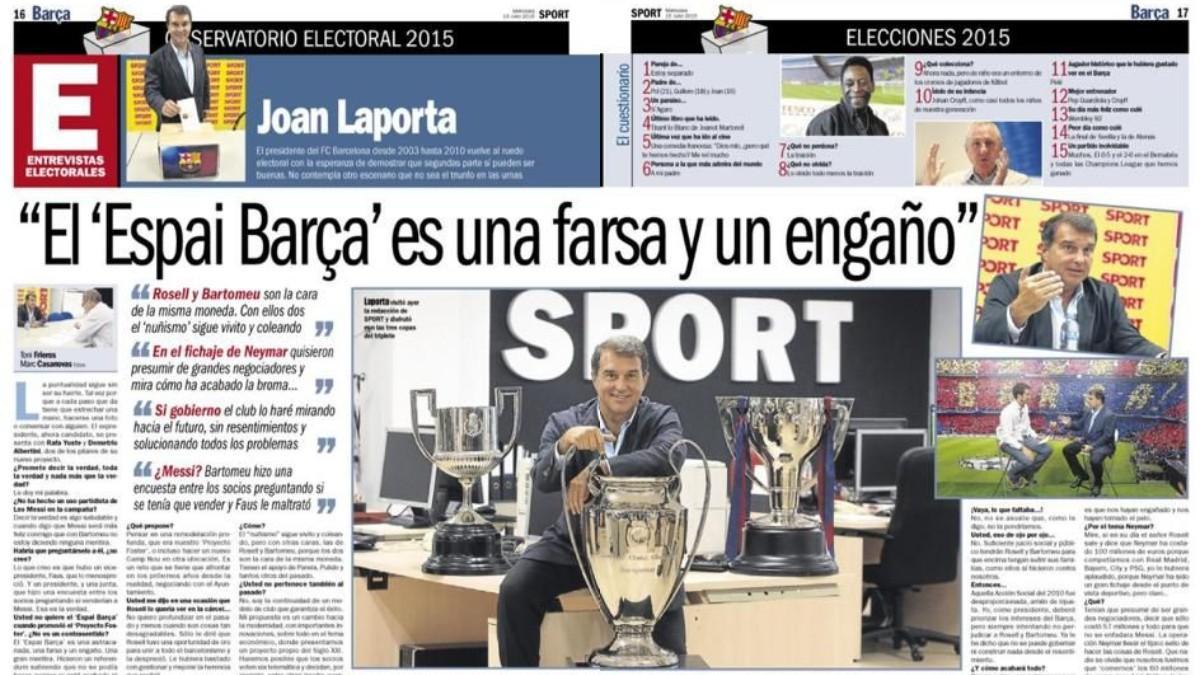 Entrevista de Joan Laporta en SPORT antes de las elecciones