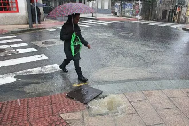 La lluvia sobre Pontevedra